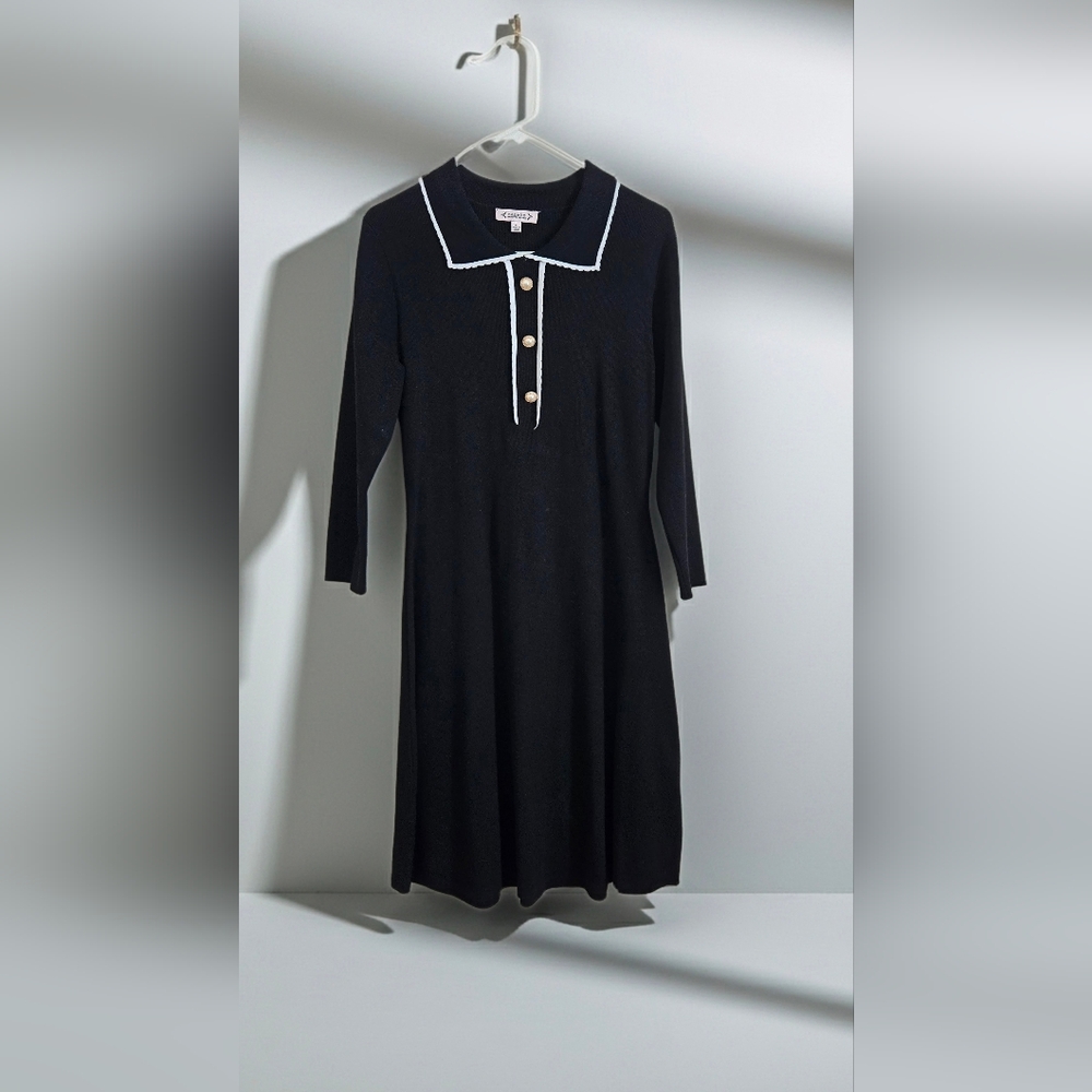 Nanette Lepore Black Dress with White Trim